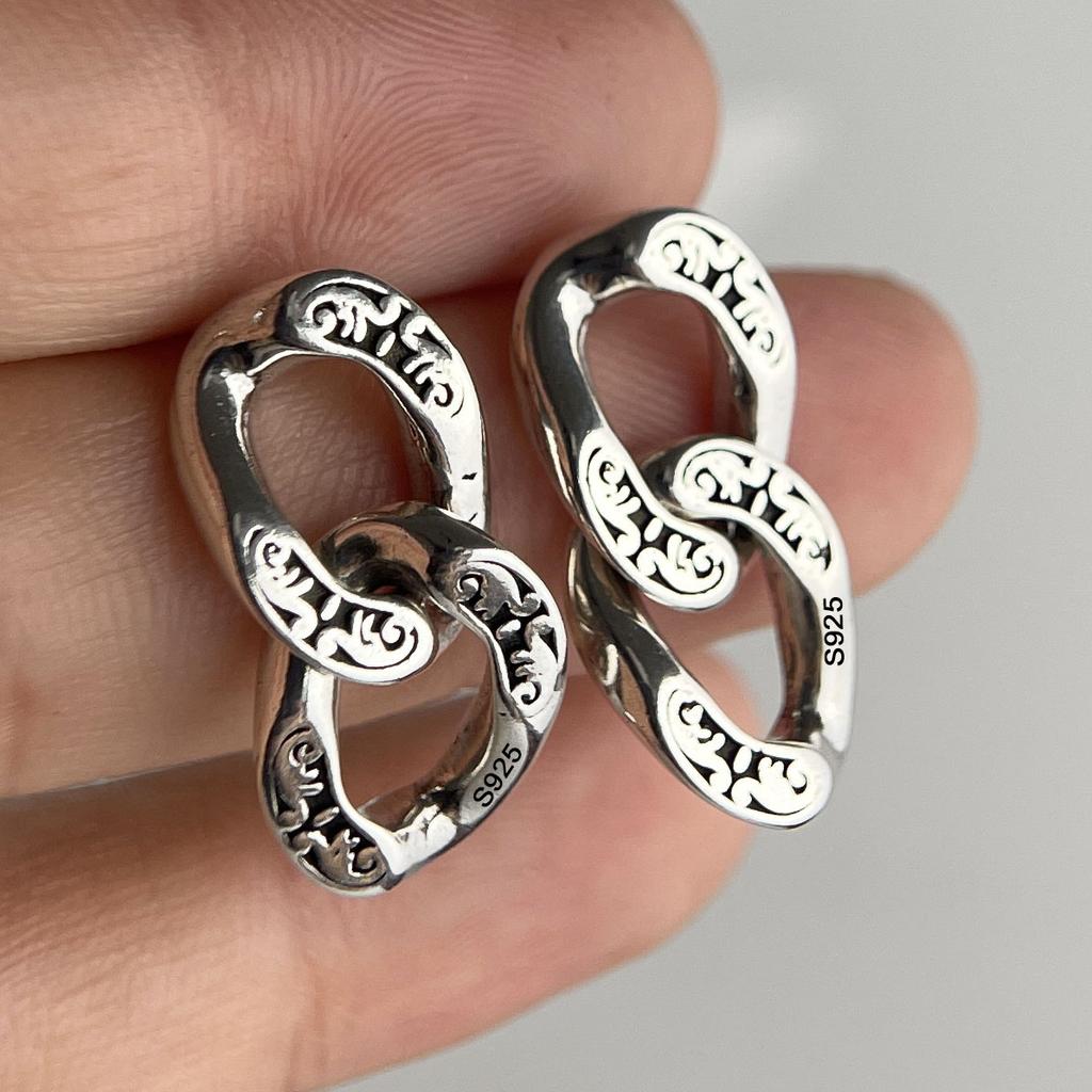 925 Sterling Silver Vintage Earrings For Women Trendy Simple Retro Chain Earring Jewelry Prevent Allergy Party Accessories Gift