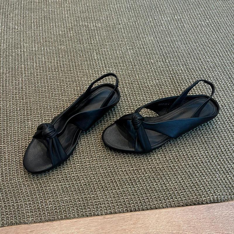Fashion 2025 New Women's Cow Leather Narrow Band Patchwork Open Toe Slingback Sandals Kitten Heel Elegant Ladies Summer Slim Pumps Shoe