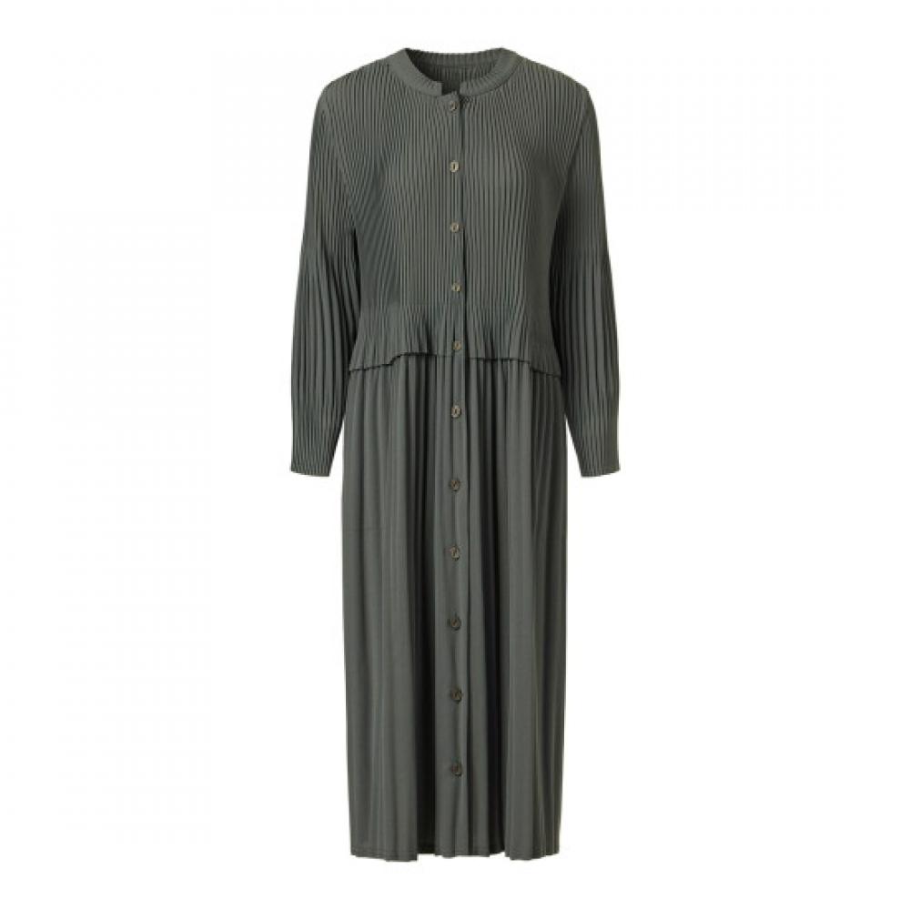 Pleats Me Crepe Flare Button Dress Ppopw325005