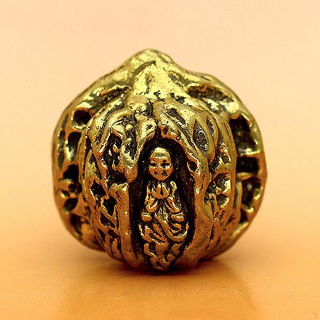Mini Brass Walnut Ornament Chinese Hand Exercise Ball Home Office Decorations Artware Buddha