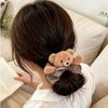 Versatile Plaid Ponytail Holder Cute Hair Rope Gift Plush Bear Scrunchies  Office