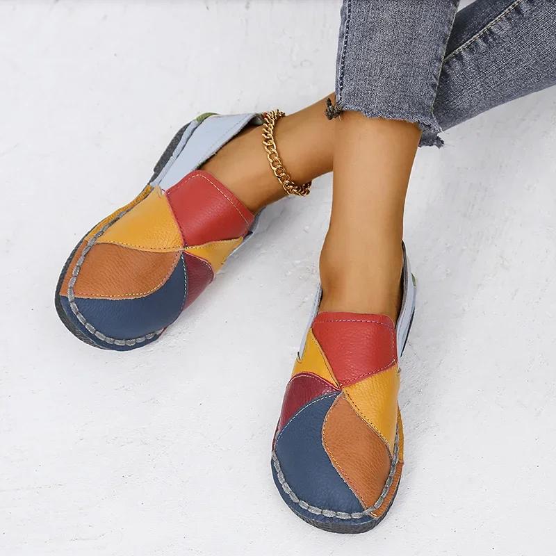 New  Sales Women Patches Stitching Flat Casual Shoes for Woman Summer Flats Soft Candy Colors Shoes