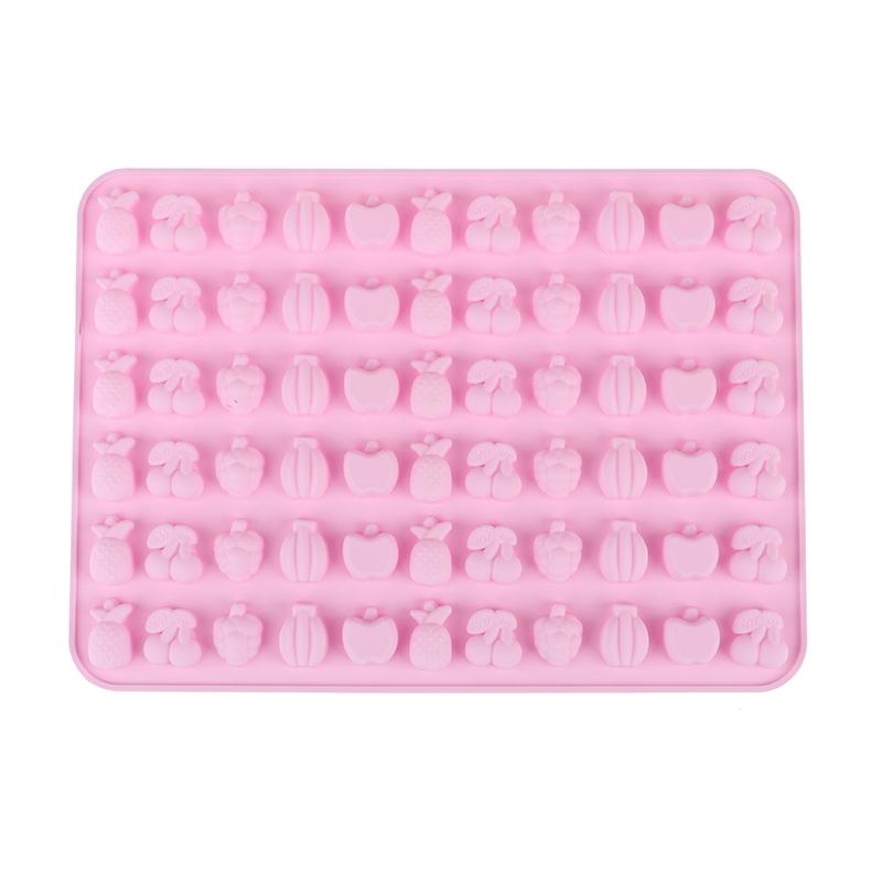 66 Holes Candy Fudge Silicone Mold Mini Chocolate Ice Cube Tray Fruit Shaped Non-Stick Soft Jelly Mold