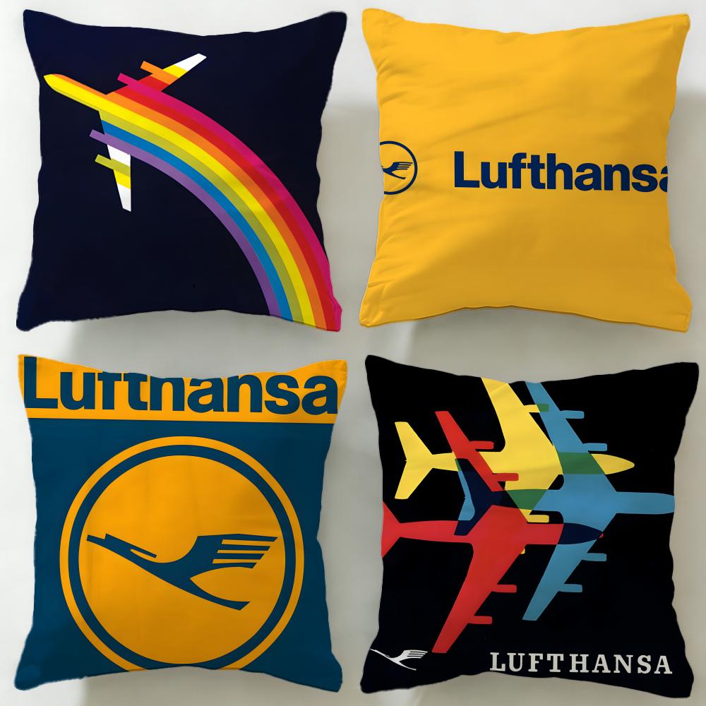Jessica Chen Unisex Classic Airline Lufthansa Cushion Cover Soft & Easy-Wash Pillow Case – Versatile For Couch, Bed, Travel And Office