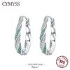 Original S925 Silver Needle Green Zircon Twist Earrings Versatile Hoop For Women Jewelry Birthday Party Fine Gifts