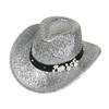 Glitzerndes Cowboyhut Unisex Westernstil Breiter Rand Fedora Hut für Party Festival Cosplay