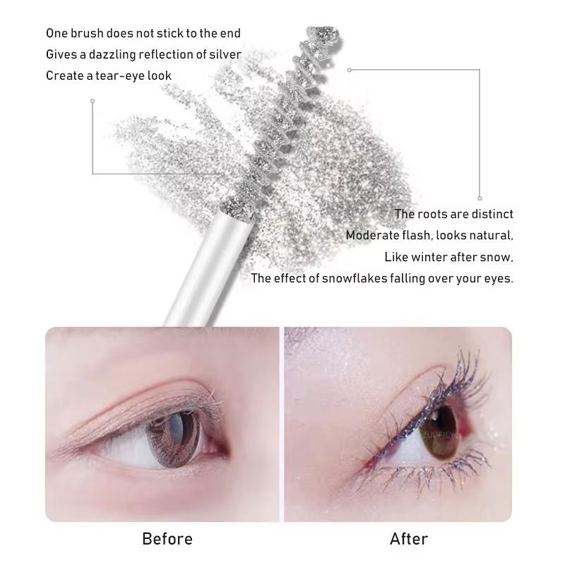 Sparkling Diamond Mascara Sequins Waterproof Glitter Diamond Mascara Shining Galaxy Sequins Sweat Proof Eyelashes Eye Makeup