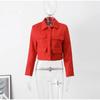 Red Short Coat Women Veste Fashion Suit Jacket Long Sleeve Turndown Slim Female Coats 2023 Autumn Winter Lady Commuter Tops Streetwear Jacket Overcoat