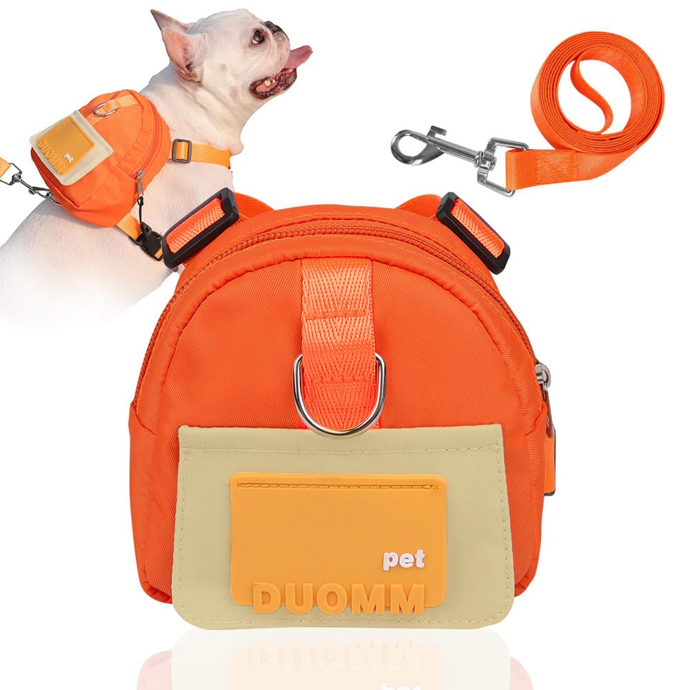 

Dog Backpack with Harness and Leash Cartoon Easy to Attach and Perfect for and Suitable for Small and Medium Dogs Set, Design, Adjustable, Breathable, оранжевый