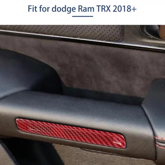 4x Red Carbon Fiber Inner Door Handle Decor Trim Strips For Ram 1500 TRX -23