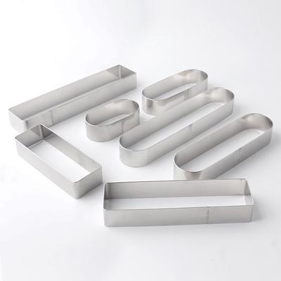 4 Boyut Paslanmaz Çelik Mousse Halkası Dikdörtgen Oval Pasta Halkası Kurabiye Kesiciler Mousse Pişirme Kalıbı Tiramisu Puf Pişirme Aletleri