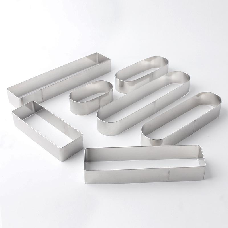 4 Sizes Stainless Steel Mousse Ring Rectangle Oval Cake Ring Cookie Cutters Mousse Baking Mold Tiramisu Puff Bake Tools