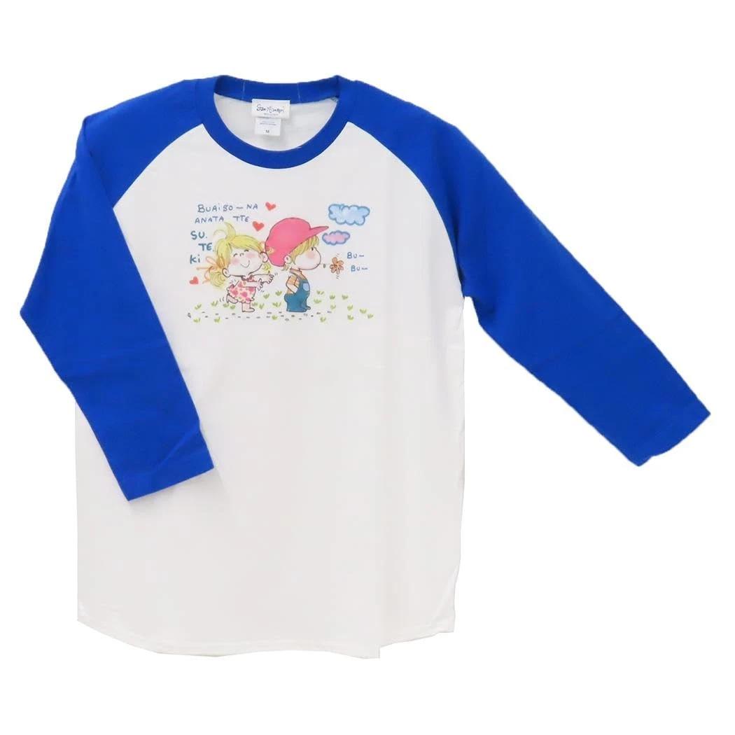 Watanabe ADO MIZUMORI 3/4 Sleeve Raglan Sleeve T-Shirt, Blue, Size M L