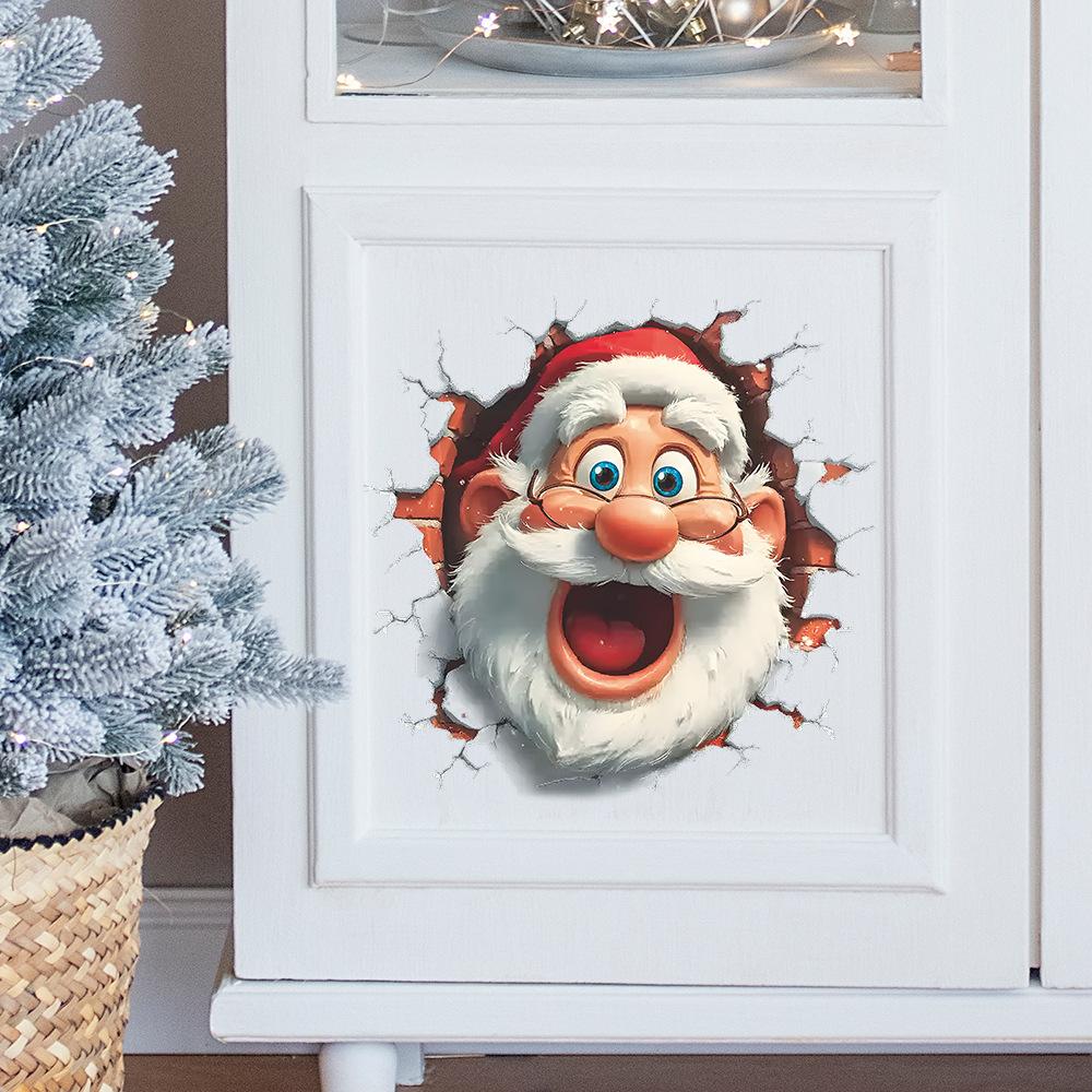 Creative Wall-breaking Santa Claus Bathroom Toilet Toilet Decorative Wall Stickers