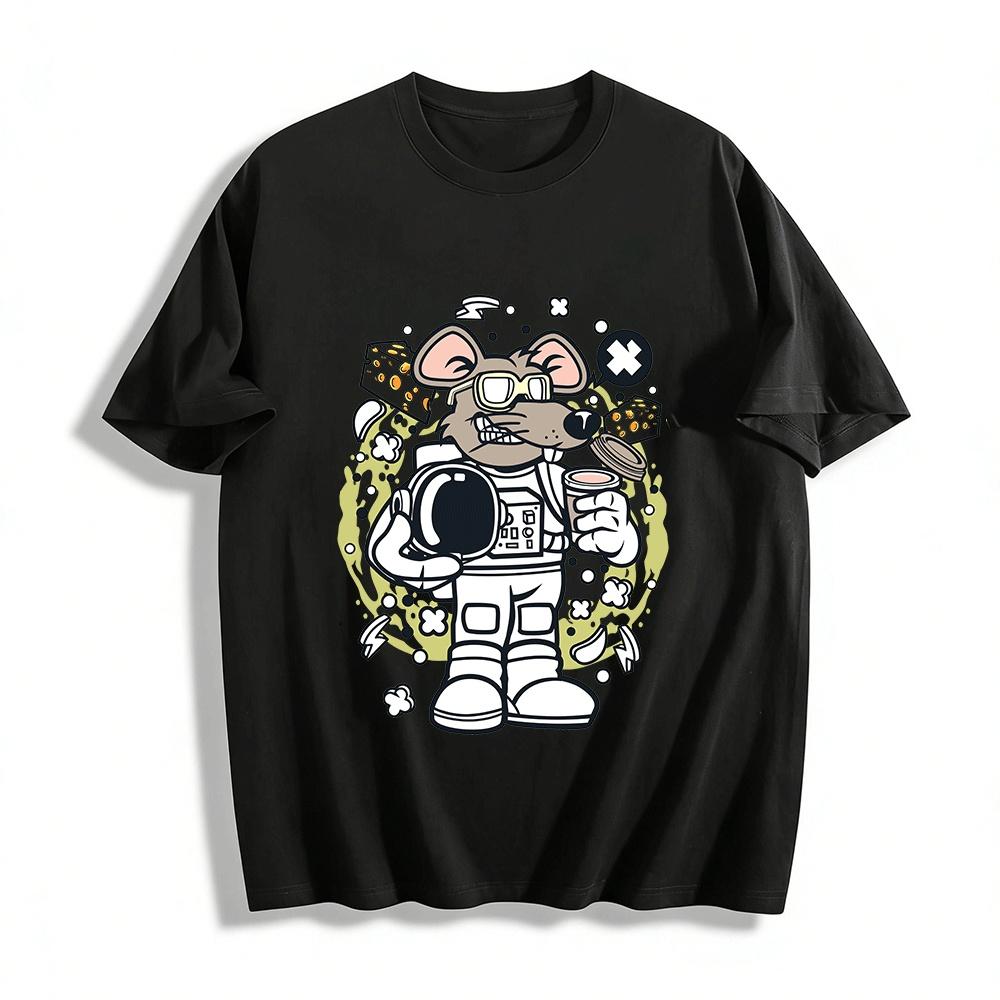 

Astronaut Rat Funny Print Casual Streetwear T-Shirt Pure cotton T-shirt XXS