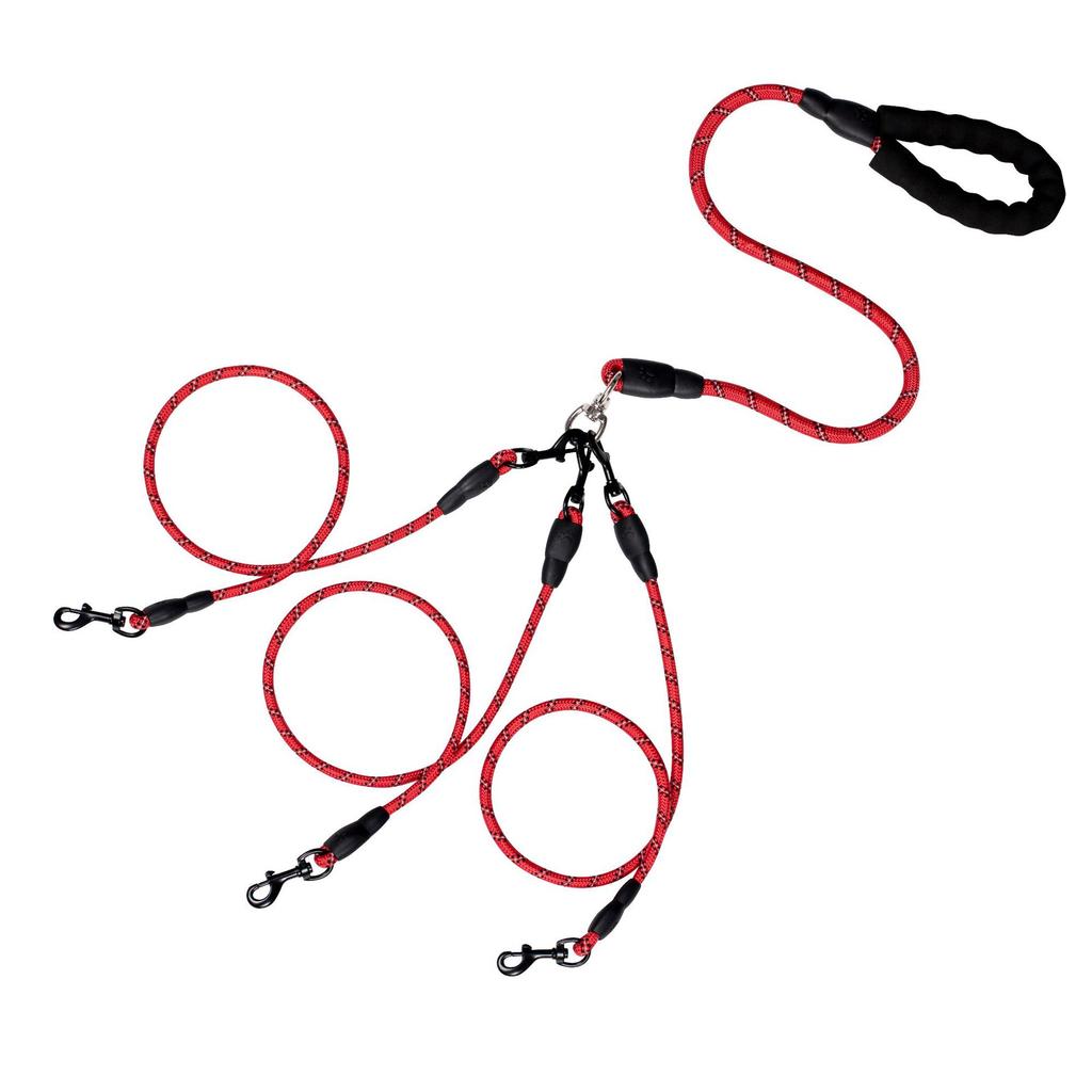 3 in 1 Reflective Multi Dog Leash Soft Foam Handle Anti Tangle Swivel Hook Heavy Duty Rope for Walking 3 Pets Together