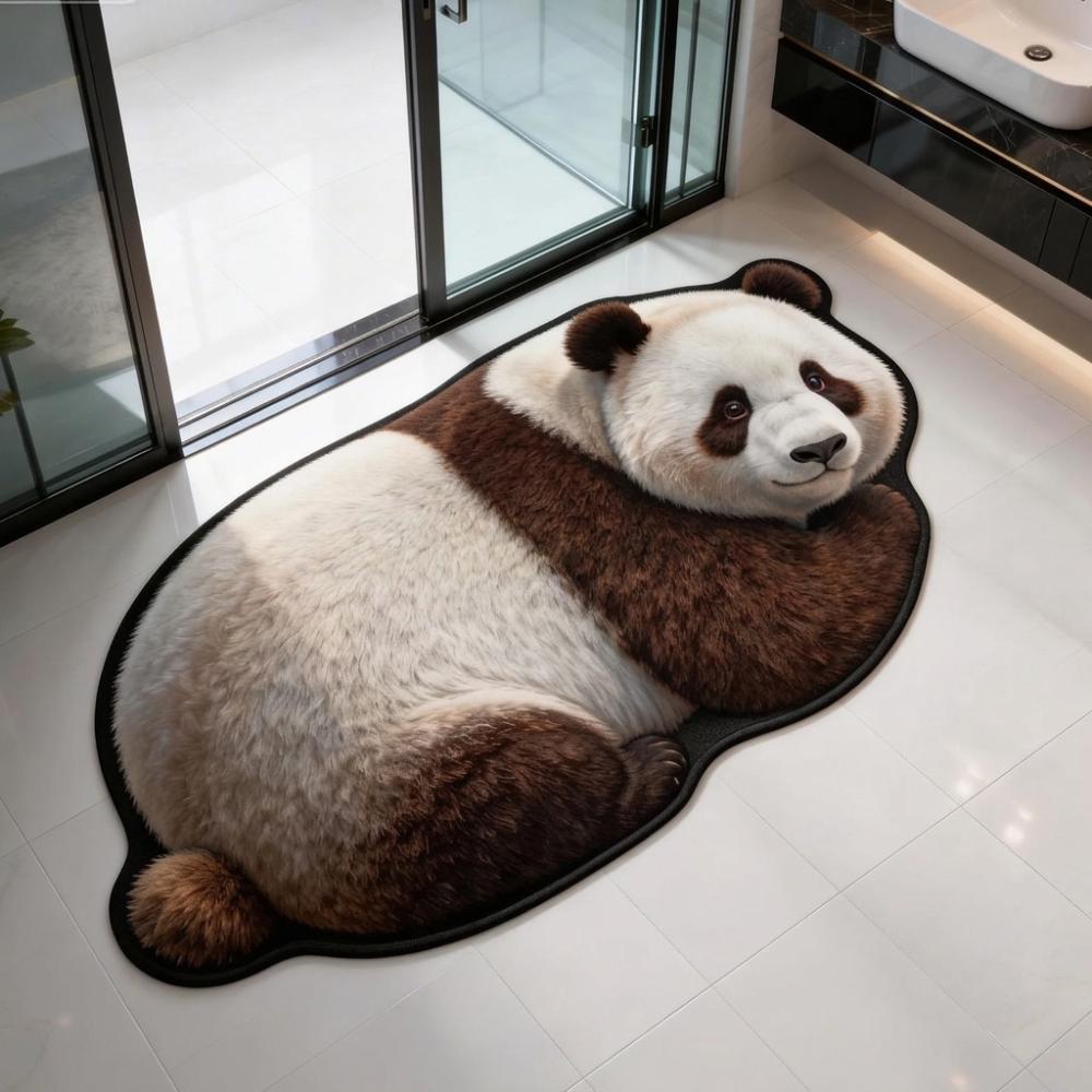 Non-Slip Home Decor Carpet 2D Cartoon Carpet Cute Panda-Shaped Area Rug Bedrooms