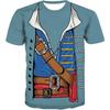 Fashion Men's Crew Neck Short Sleeve 3D Skull Color Printed Skull Short Sleeve Crew Neck T-Shirt