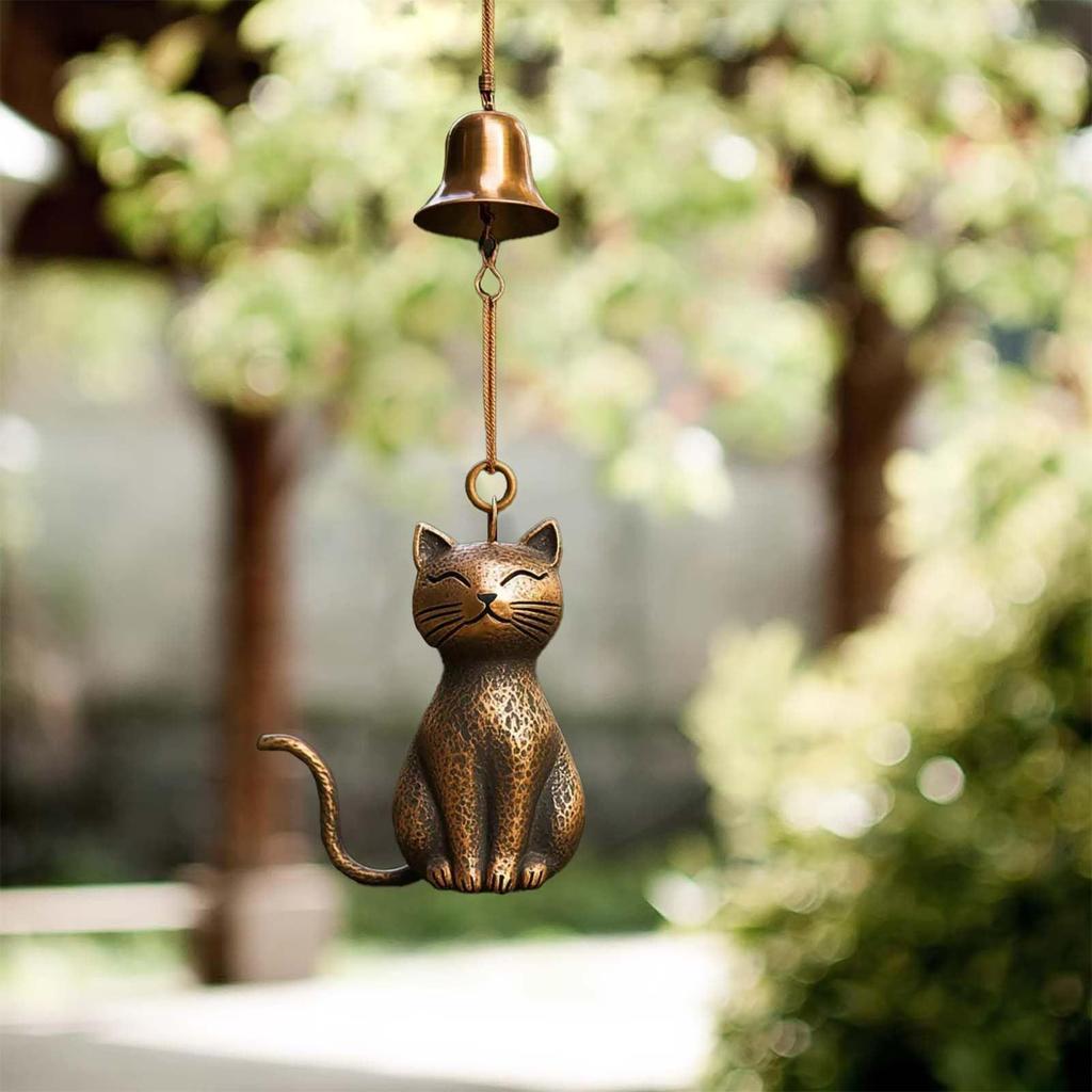 Animal Wind Chimes Door Decorations Cat Memorial Wind Chime Elegant Animals Statue Decor Outside Bells Pendant for Yard Home