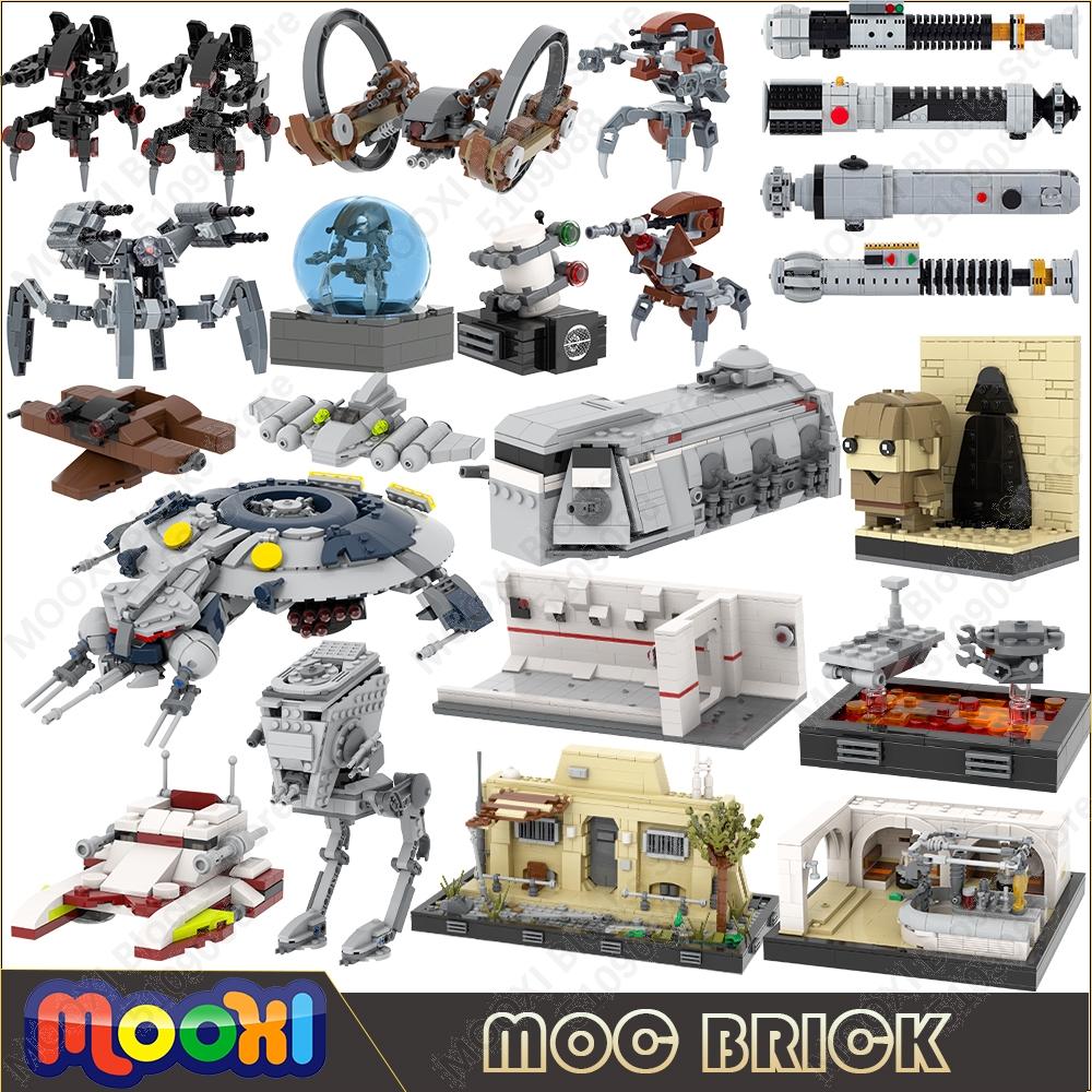 MOOXI MOC Space Wars Movie Robot Soldier Fighter Tank Weapons Battle Scene Models Bricks Building Blocks Figures Toys Kids Gifts