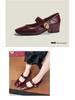 BEIJIANI 1389-1 Women's Chunky Heel Mary Janes, Square Toe, Low-Cut Ankle Strap, Spring/Autumn.