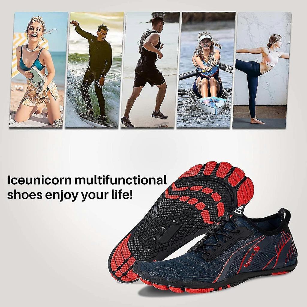 Barefoot Shoes Mens Women Water Shoes Trail Running Beach Water Trainers For Gym Swim Snorkeling Surfing-6.5 UK-R Blue