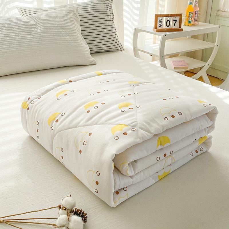 Cool Cotton Summer Thin Quilt, Machine Washable Single Double Pure Cotton Quilt, Air Conditioning Summer Blanket
