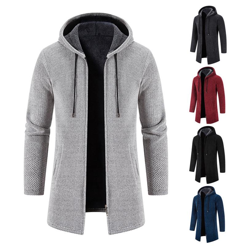 Men's 2024 Autumn/Winter Fleece-Lined Chenille Knit Cardigan & Trench Coat