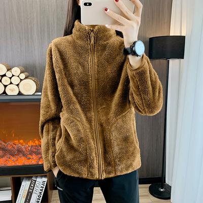Dámská outdoorová bunda Zimní zateplená stojací límcová bunda Plush Plus Size Casual Jacket