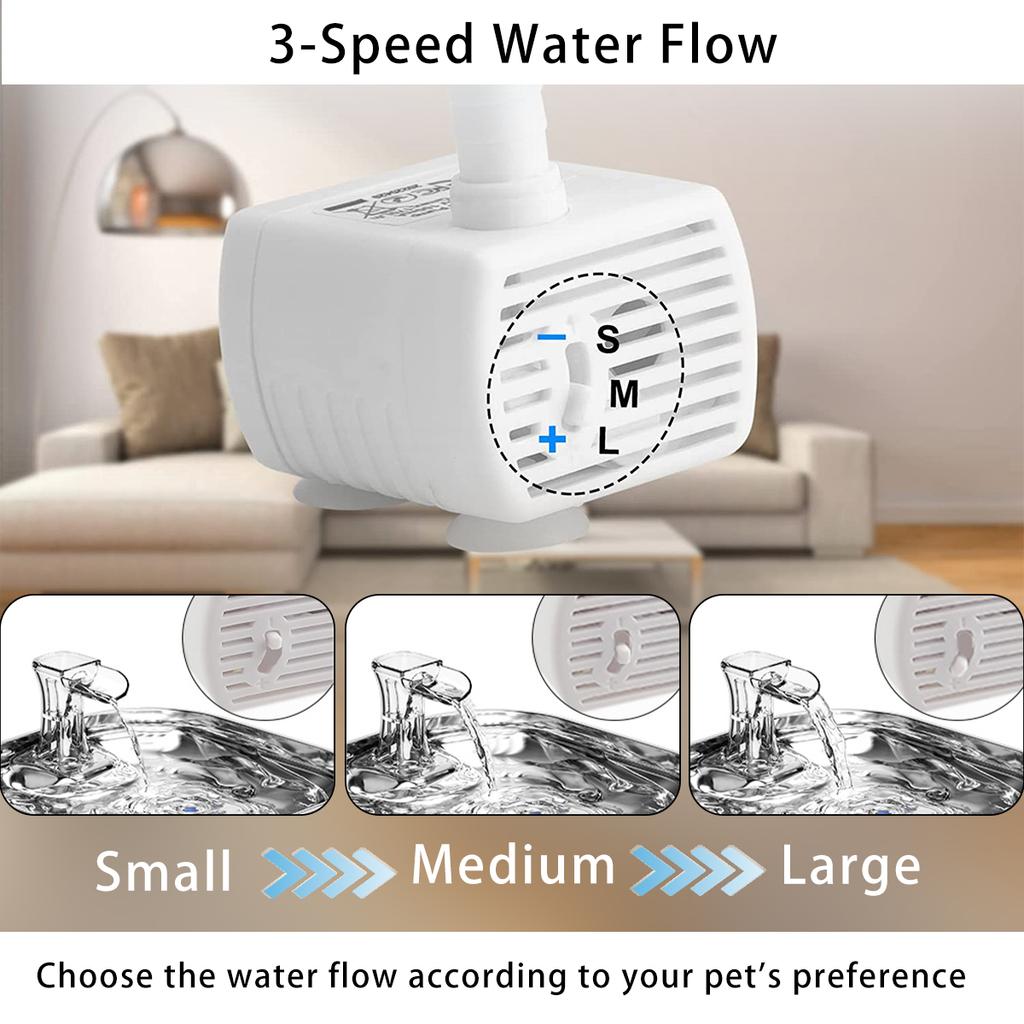 Cat Water Fountain 2.2L/74oz Stainless Steel Pet Water Fountain Dog Water Dispenser Automatic Cat Fountain Dog Bowls Cat Product