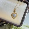 Classic Light Luxury Hammer Pattern Inlaid Full Diamond Heart-Shaped Pendant Elegant Fashion Necklace Wedding Jewelry Gift