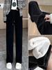 Women's High-Waisted Velvet Straight-Leg Pants - Fleece-Lined, Slimming, and Versatile for Autumn and Winter