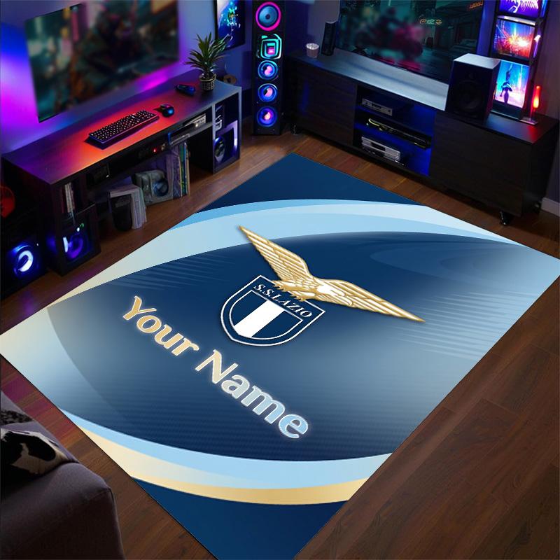 Tappeto in Velluto di Cristallo Stampa Lazio FC Testo Nome Personalizzato Tappetino Decorazione per la Casa