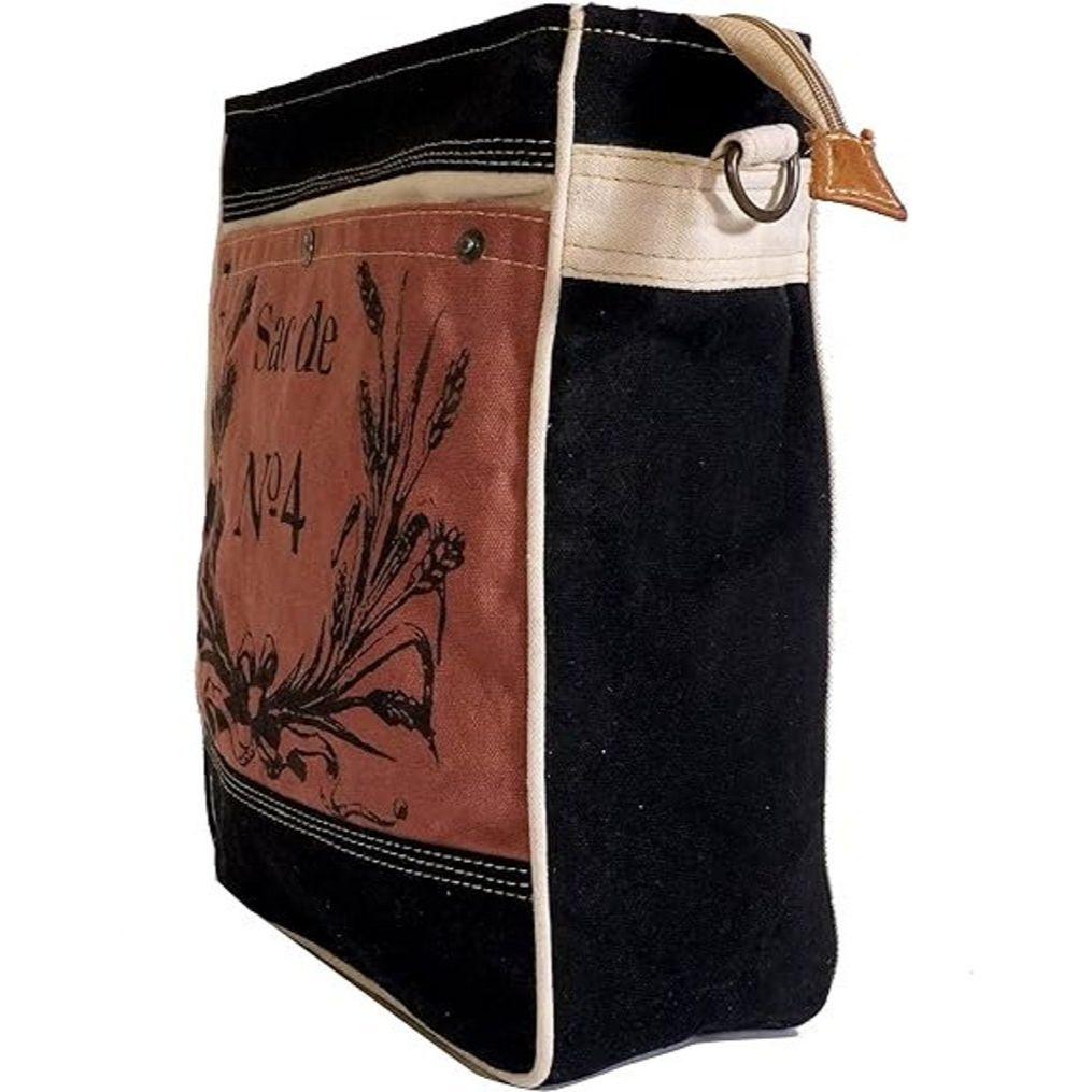 Female Debonair Shoulder Bag Upcycled Canvas and Leather Crossbody bag