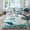 Set Copripiumino Tartaruga Marina Oceanica 3D Spiaggia Mondo Marino Set Biancheria da Letto Blu Petrolio Set Biancheria da Letto e Lino Stanza 2 Pezzi Matrimoniale, Cerniera Ragazzi