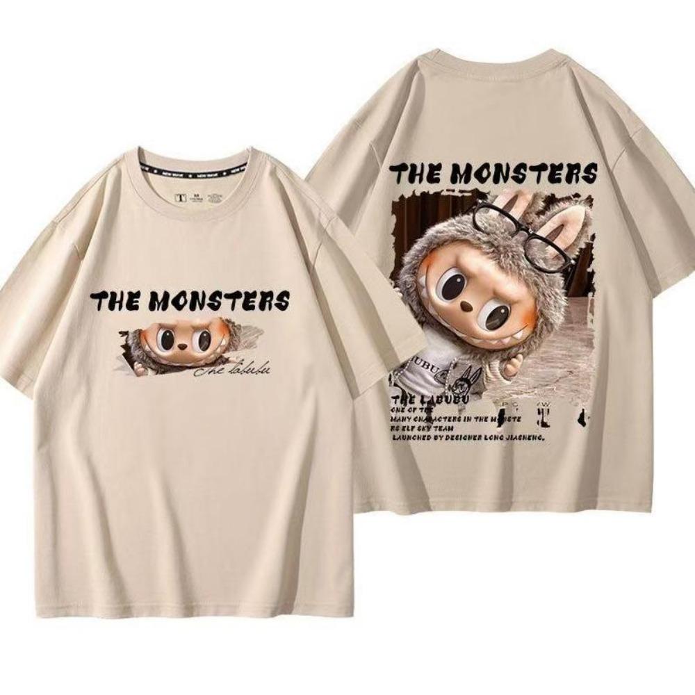 

LABUBU design graffiti printing T-shirt new 2025 trendy fashion all-match casual wear XL