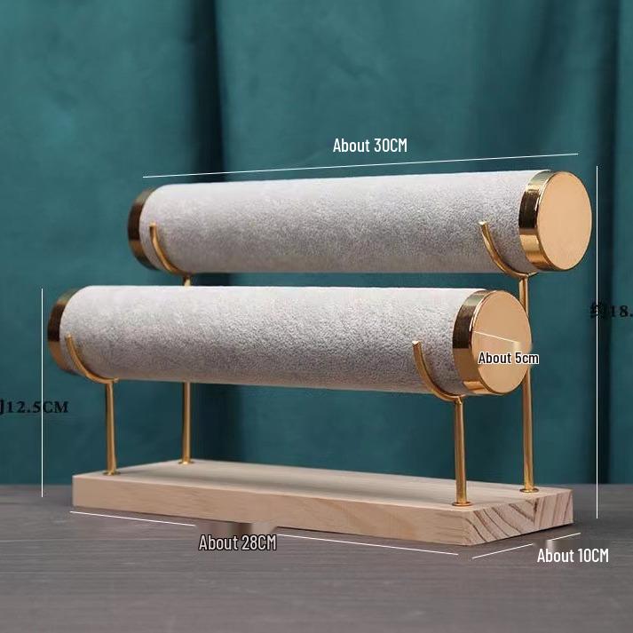 Velvet Jewelry Display Stand: Solid Wood, Single/Double Layer for Bracelets and Watches