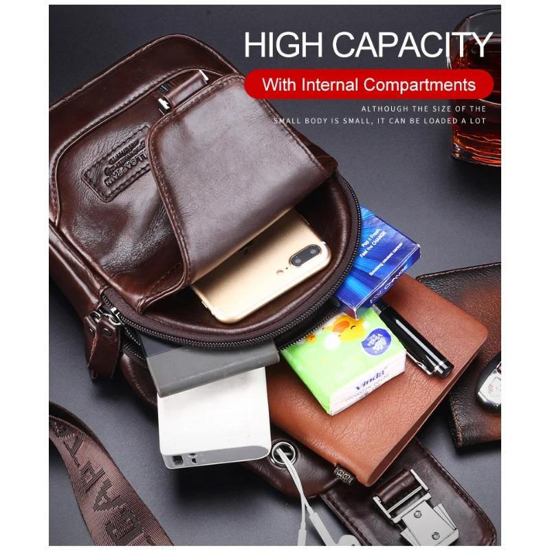 Cowhide 100% Genuine Leather Men's Genuine Leather Shoulder Crossbody Bag Anti-theft