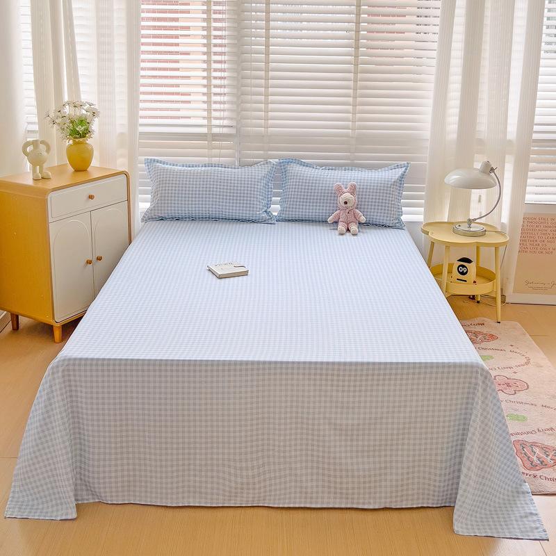 Ins Einzelprodukt einfache gewaschene Baumwolle Einzelstück Bettlaken hautfreundliches Schleifen Studentenwohnheim Einzeldecke dreiteiliges Set Großhandel