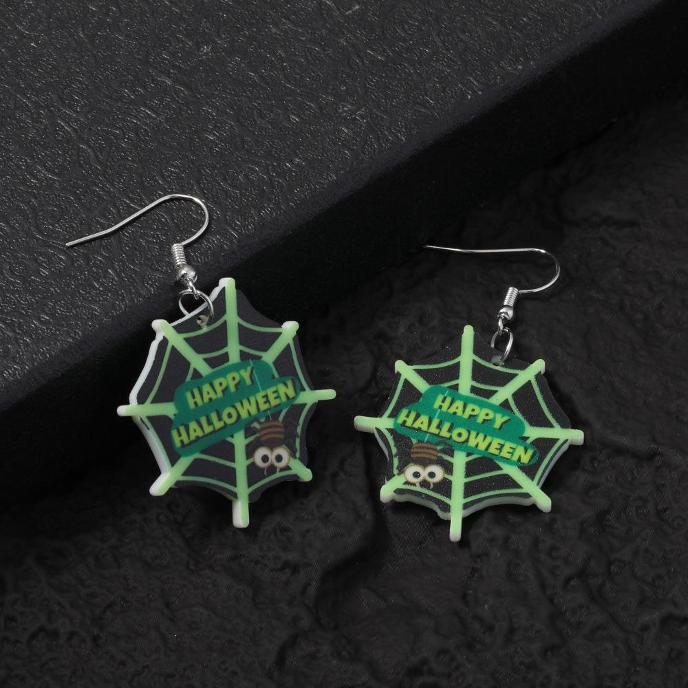 Fully Managed Environmentally Friendly Acrylic Earrings, Personalized Halloween Pumpkin Bat Earrings 1 Pair Of Earrings