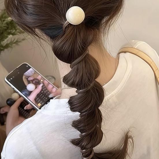 2Pcs Hair Tie for Women, Spiral Design Hair Bands, Thick Elastic Hair Ropes for Ponytails Buns, No Pulling or Snagging Large Bead Hair Tie