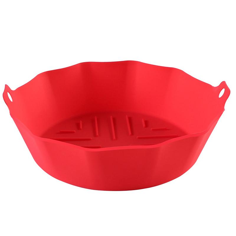Friteuză cu aer de 22 cm, oală din silicon, căptușeală pentru coș pentru cuptor, tavă de copt antiaderentă