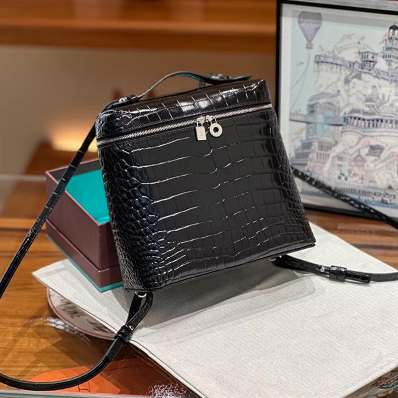 Leather Double-shoulder Crossbody Bag, Leather Box Bag, Lunch Box Bag. Fashionable, Versatile, Elegant and Simple Bag for Women