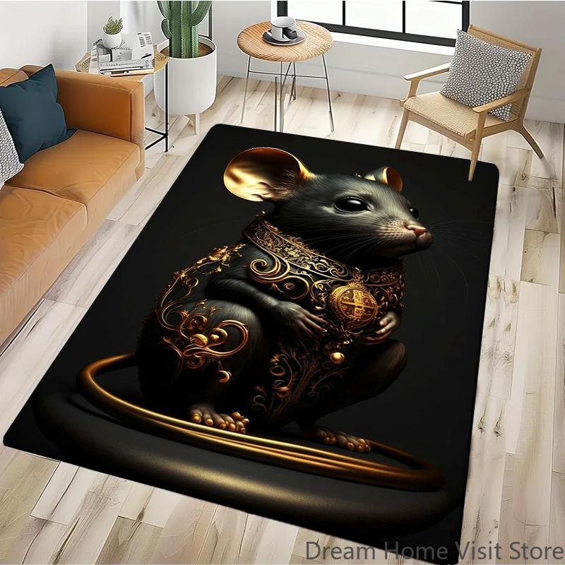 Black Gold Eagle Lion Carpet For Living Room Sofa Floor Cushions Modern Home Rug For Children's Bedroom Play Carpet Camping Mat