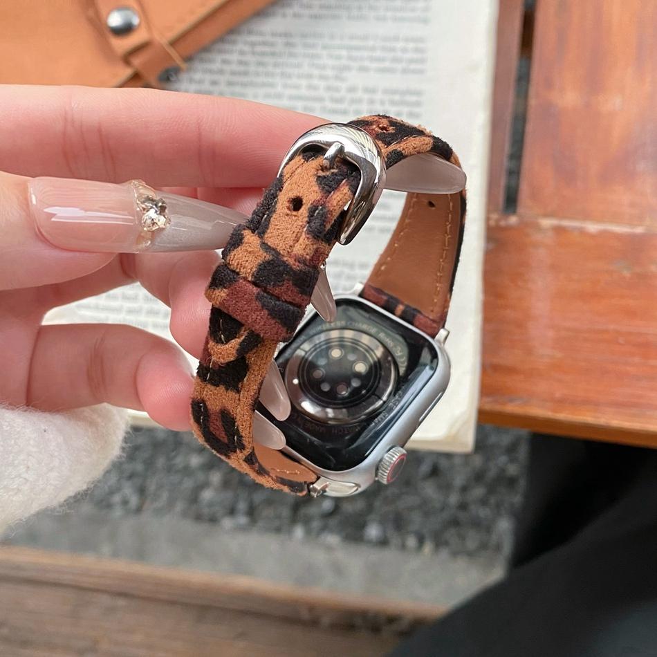 Woman Leopard Print Leather Strap For Apple Watch Band S11/10/9/8/7/SE/Ultra IWatch 49/46/45/44/42/41/40/38mm High-end Bracelet