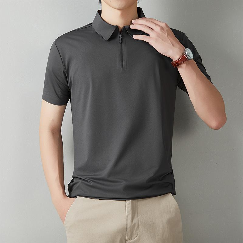 Men's classic summer casual versatile slim breathable simple solid color men's T-shirt polo shirt
