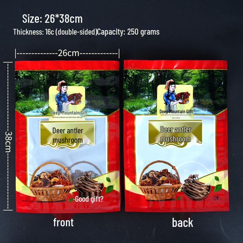 Velvet Antler Mushroom Gift Bag: 250g Self-Sealing Local Specialty, 1lb Edible Mushroom Bag