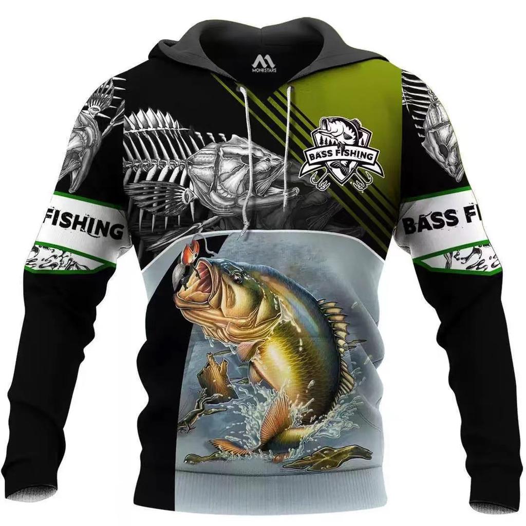 Sweat à capuche unisexe avec impression numérique 3D Motif pêcheur Luya pull de sport d'extérieur