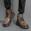 FashionBrand Leather Fashion Motorcycle Boots Men Lace-Up Male Ankle Boots Men's Casual High Top Shoes New All-match Men Walking Shoes