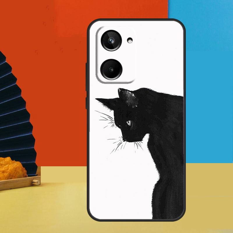 Black Cat Face Kitty For Realme GT7 Pro GT6 10 11 12 13 14 15 Pro Plus C55 C67 C63 C61 C53 C31 C65 C71 C75 Case